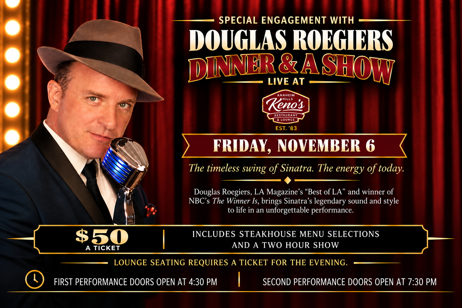 Dinner and a Show with Douglas Roegiers (Second Performance)